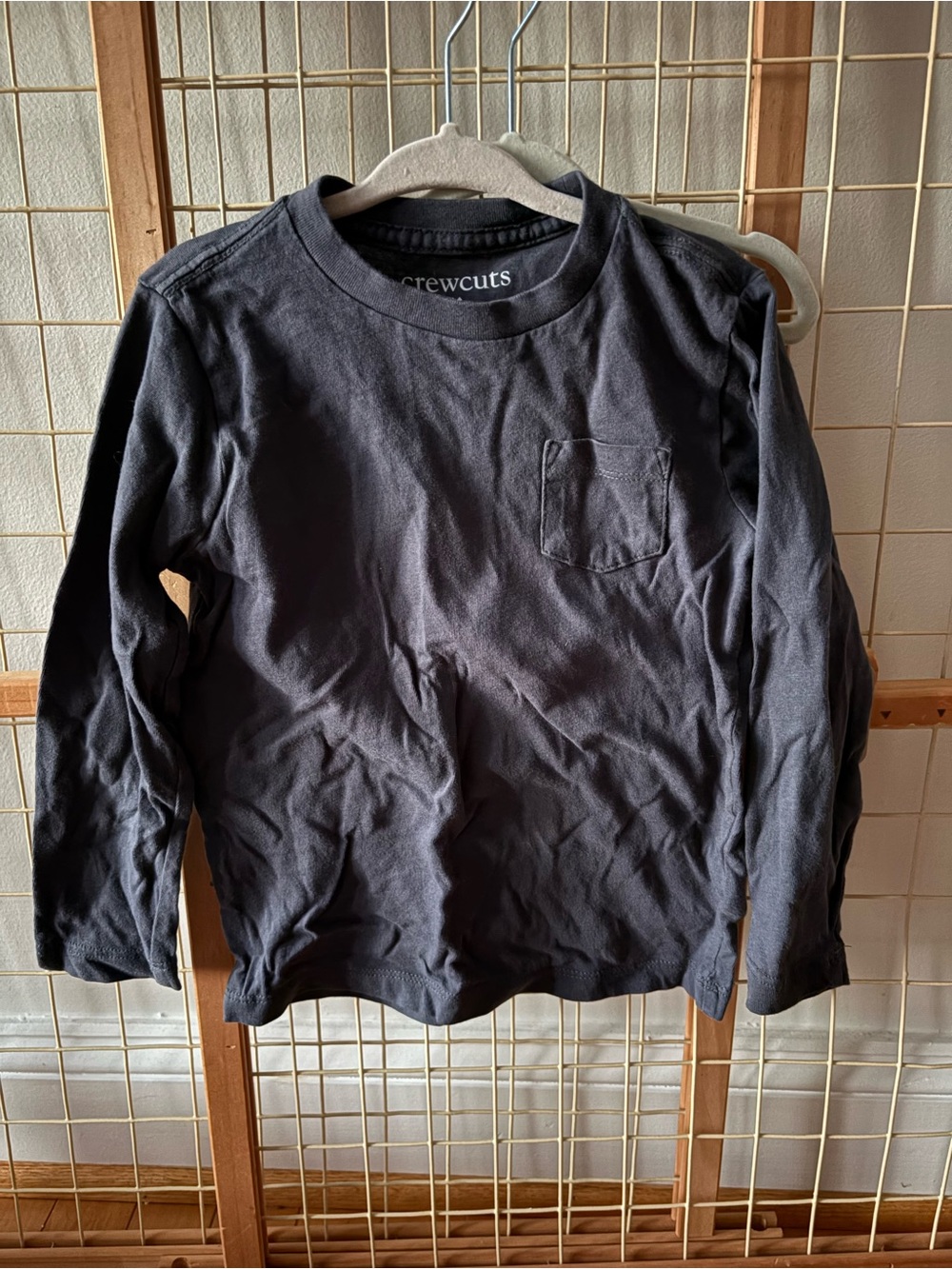 Crewcuts Long-Sleeve Pocket Tee in dark gray